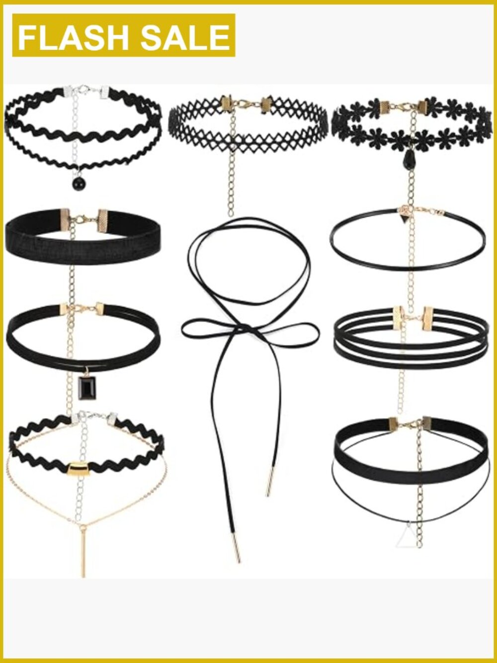 10 Pcs Gothic Choker Necklaces Set Adjustable Velvet Collars Stretch Chokers